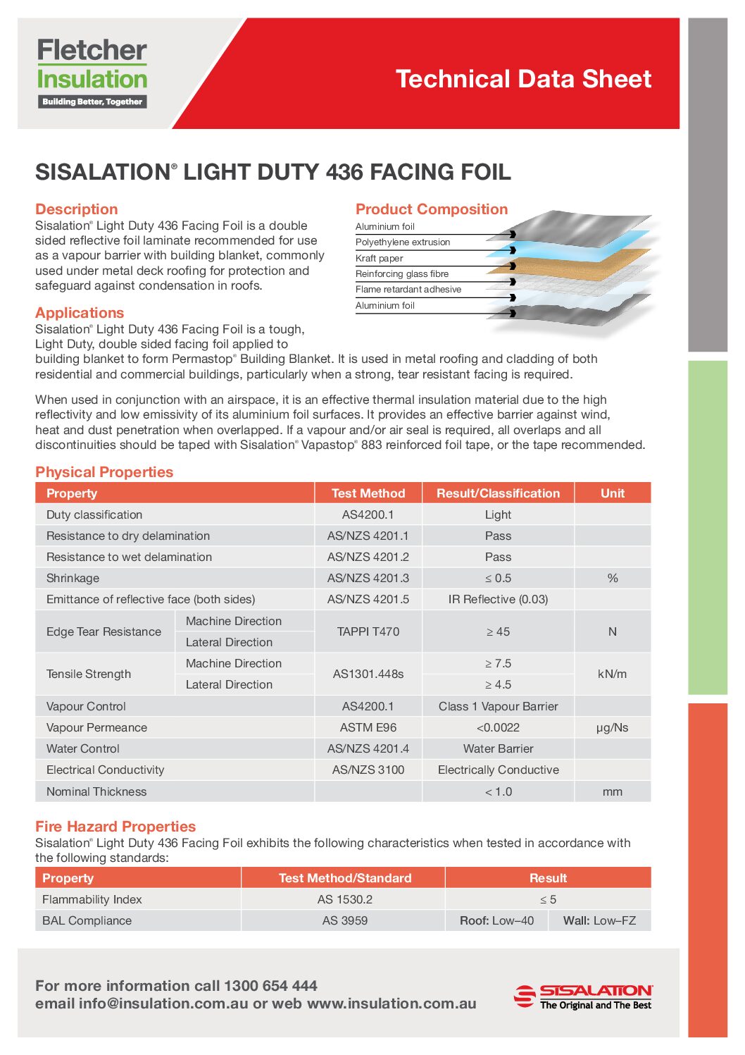 Sisalation® Light Duty 436 Facing Foil Technical Data Sheet