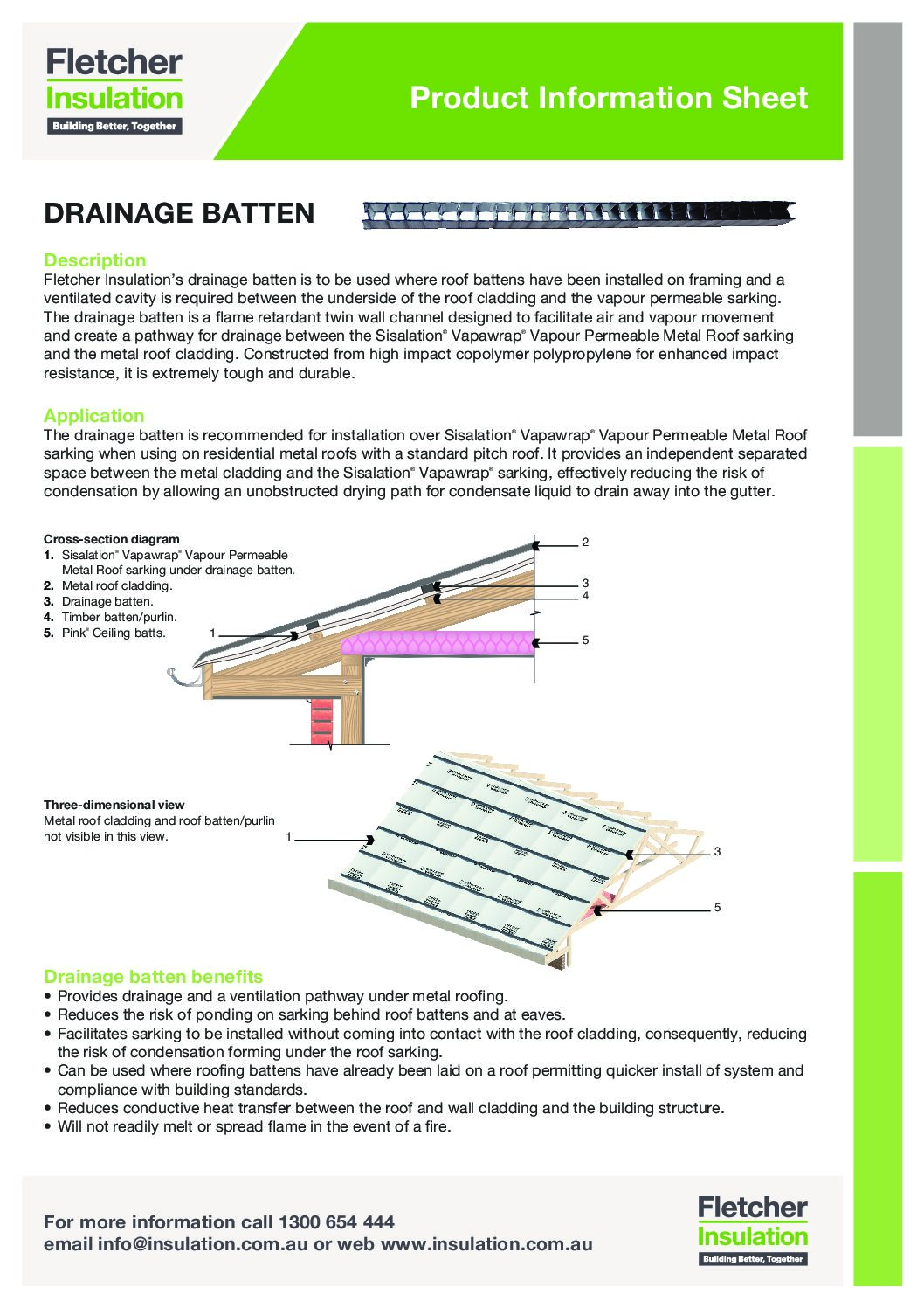 Drainage Batten Product Information Sheet