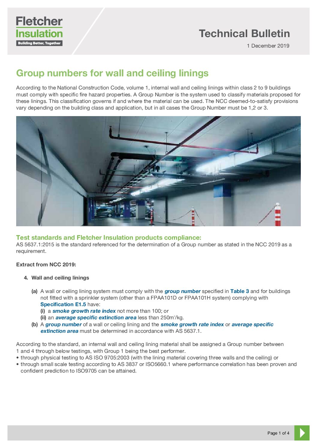 Technical Bulletin – Group numbers for wall and ceiling linings
