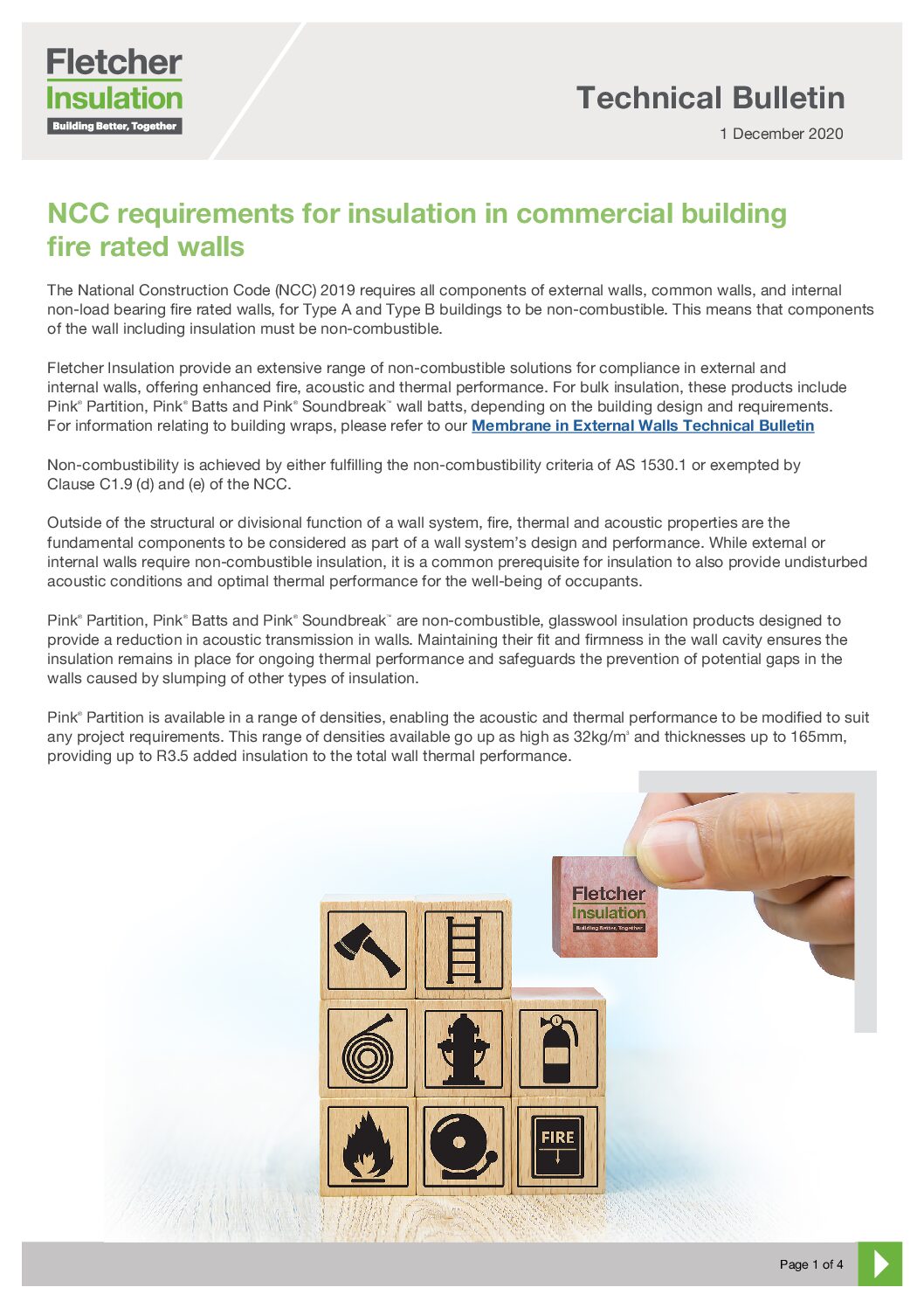Technical Bulletin – NCC requirements for insulation in commercial building fire rated walls