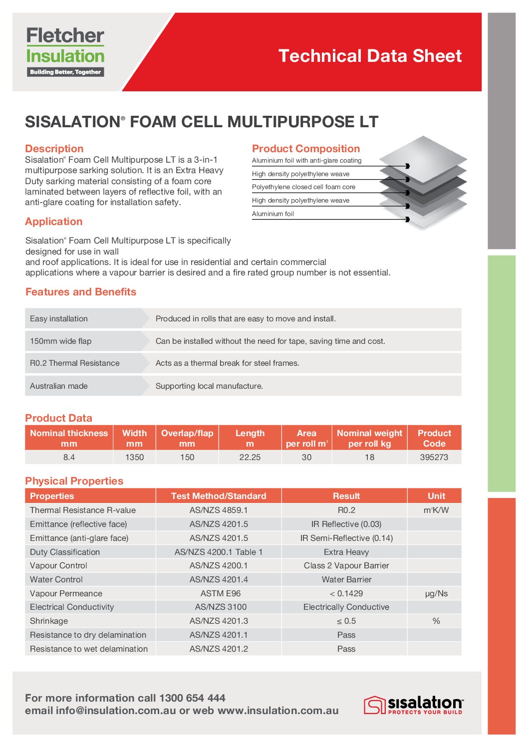 Sisalation® Foam Cell Multipurpose LT Technical Data Sheet