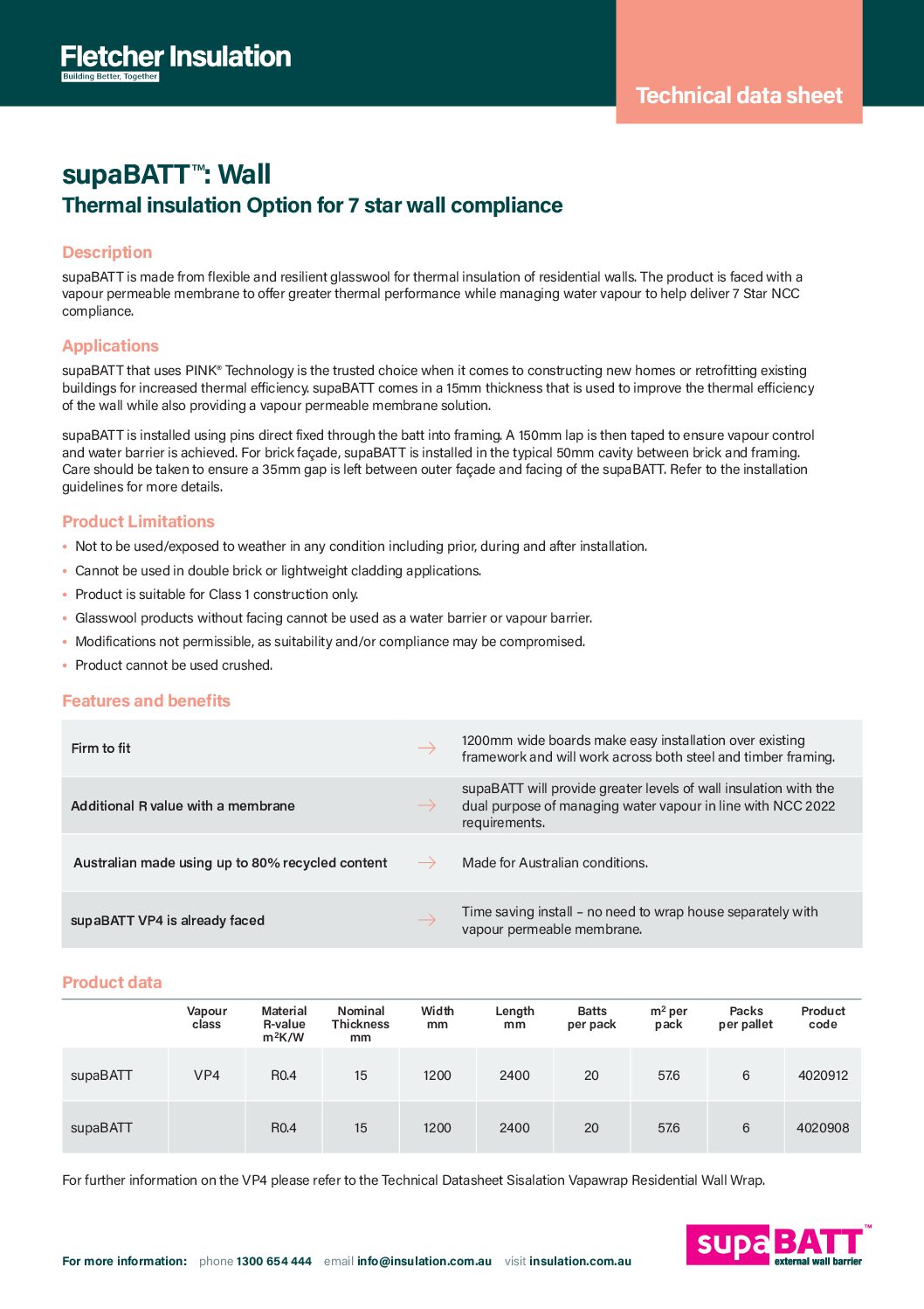 Technical Data Sheet – supaBATT™