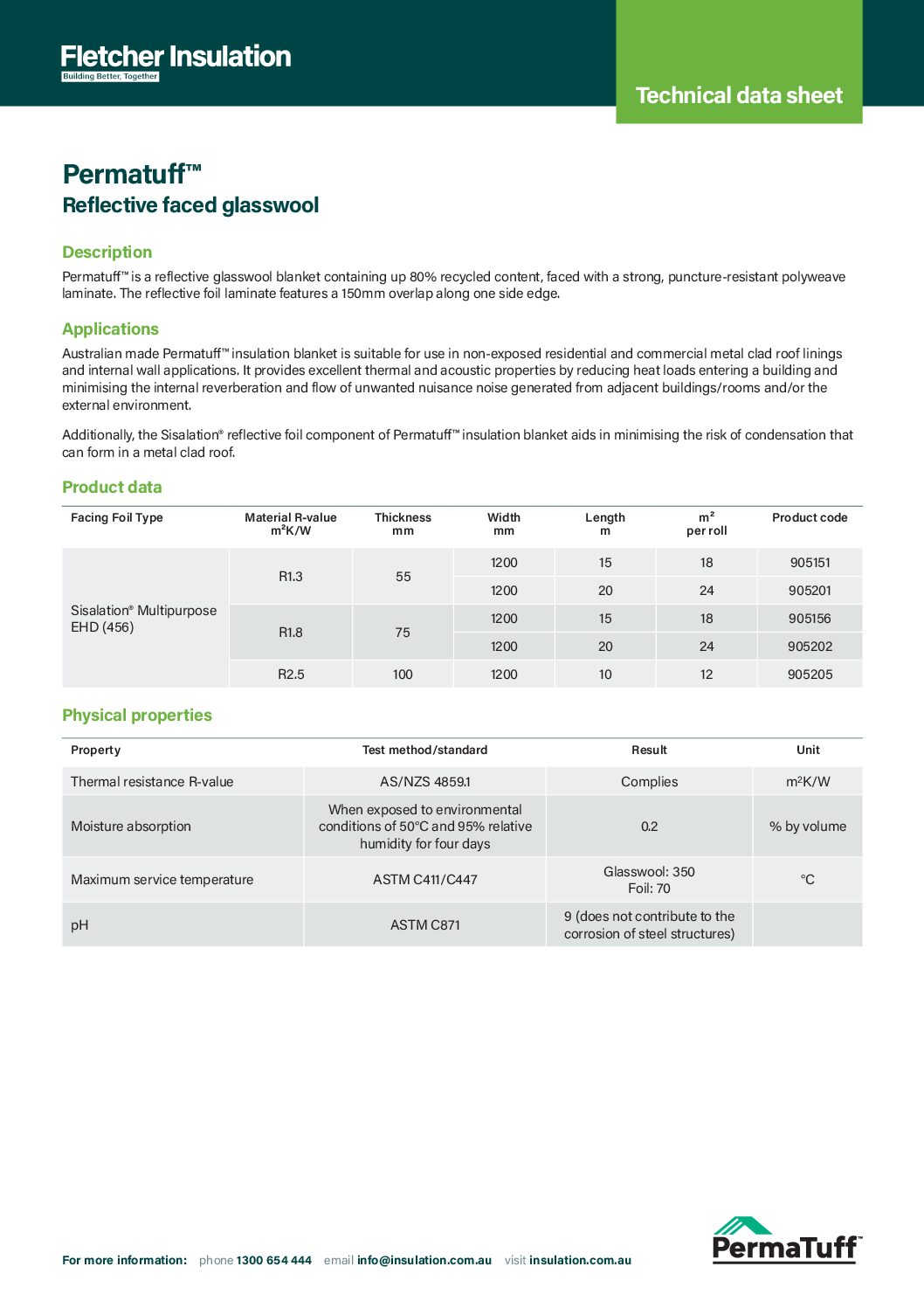 Permatuff® Building Blanket Technical Data Sheet