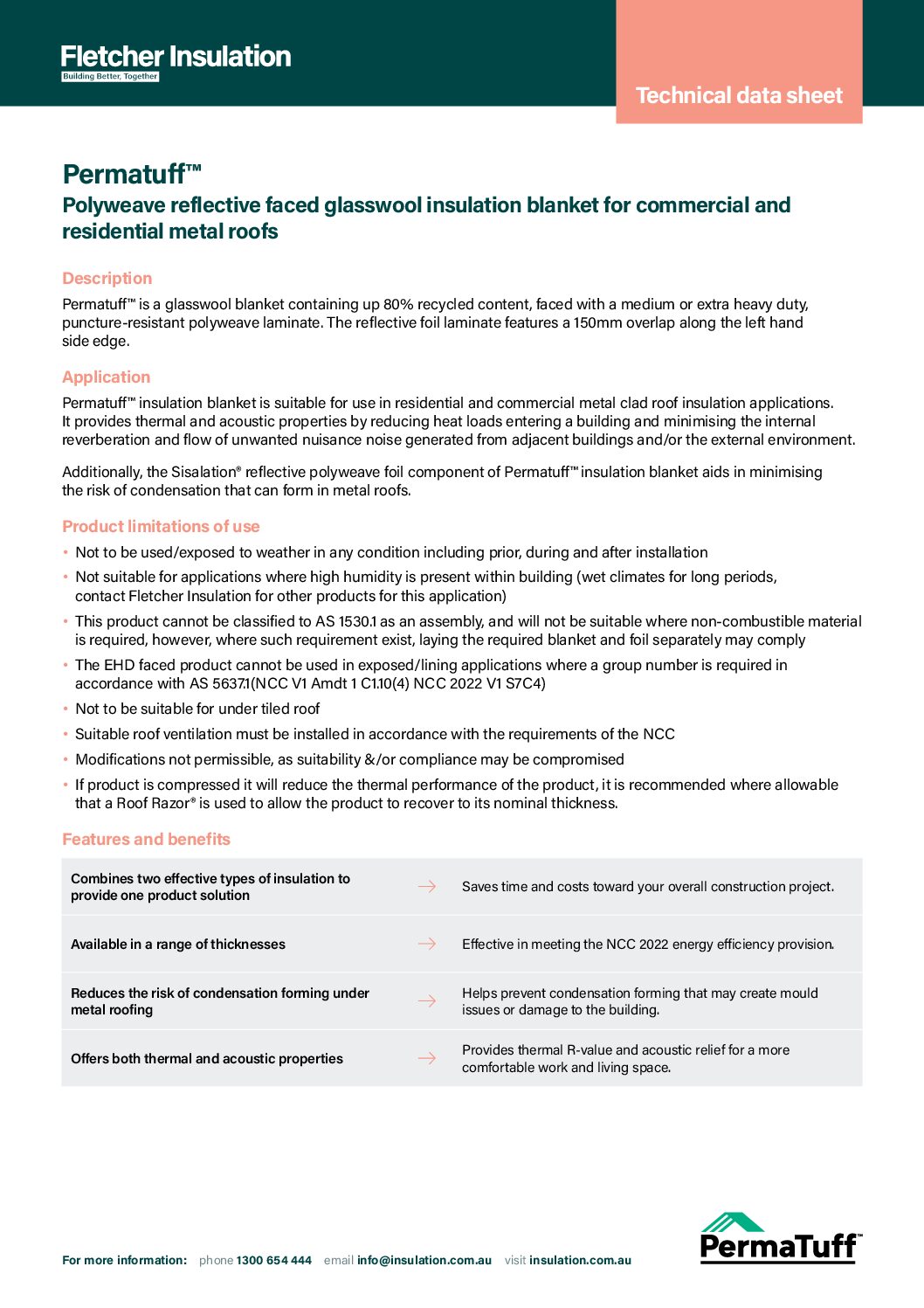 Technical Data Sheet – Permatuff® Building Blanket