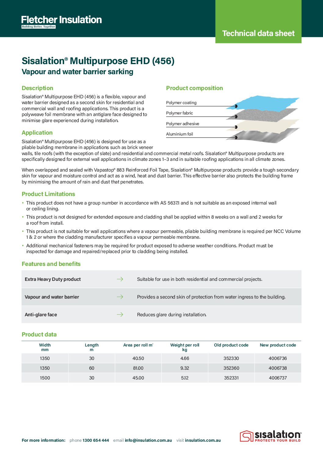 Technical Data Sheet – Sisalation® Multipurpose EHD (456)