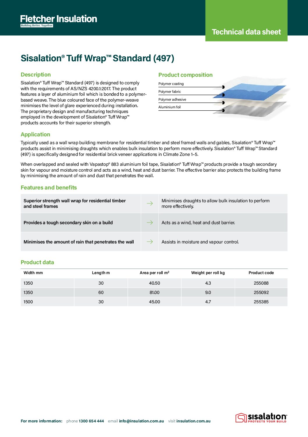Sisalation® Tuff Wrap™ Standard (497) Technical Data Sheet